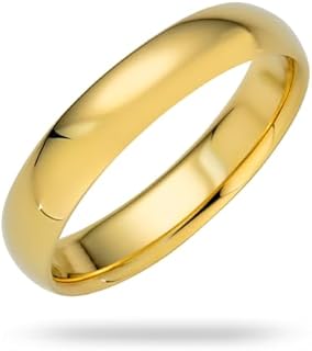 Comfort Fit 4mm Solid Gold Wedding Band, 10k White Gold, Suitable for Men and Women, Classic Dome Design