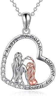 YAFEINI 925 Sterling Silver Mom Locket Necklace with Rolo Chain, Heart-Shaped Mother and Daughter Design for Women, Ideal Mother's Day Gift