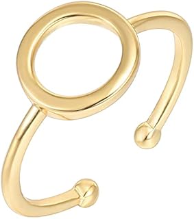 PAVOI 14K Gold Karma Open Circle Ring | Gold Plated Adjustable Rings for Women | Stackable Rings