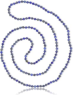 Lapis Lazuli Beaded Wrap Necklace: MGR MY GEMS ROCK! 36-Inch Strand-Style, Infinity Slip-On, No-Clasp, Semi-Precious Stone for Women and Girls