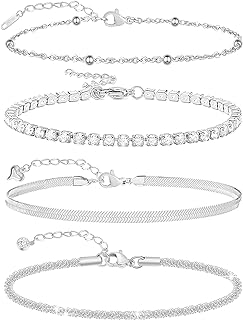 JYUEDA Sparkling Gold Anklet Bracelets for Women,Cute 18K Gold Plated Anklets for Women Teen Girls Large Ankles