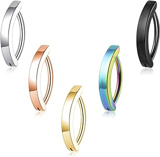 NICEIGHT Clip-On Belly Button Rings Set, 14G 316L Stainless Steel for Women and Girls, Includes 5 Colors with Convenient Clicker-Clasp, Versatile Body Jewelry for Daily Wear or Special Occasions