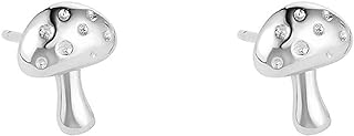 Cute Small Mushroom CZ Stud Earrings for Women Teen Girls 925 Sterling Silver Cubic Zirconia Cartilage Hypoallergenic Sensitive Ears Fashion Tiny Studs Dainty Holiday Birthday Jewelry Gifts