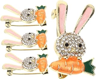 4pcs brooch rabbit collar pins cartoon pin easter party costume pins cute pin diamond bunny sweater pin clothes lapel pin hats for women cartoon sweater pins Miss Metal alloy
