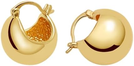 14k Gold-Plated Small Chunky Triangle Hoop Earrings for Women, Hypoallergenic Brass Fashion Earrings - Versatile & Elegant Design