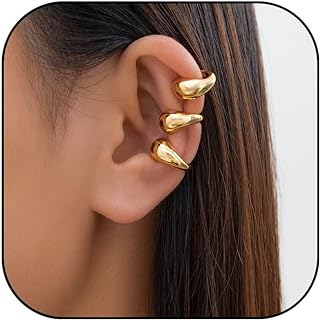 Chunky Ear Cuffs Non Piercing Round Huggie Ear Cuff Earrings for Women Trendy 14K Gold Clip on Cartilage Earrings Jewelry Gifts