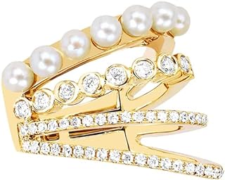 925 Sterling Silver 18K Gold Plated Cubic Zirconia Sparkling Layered Huggie Ear Cuff Gold Pearl Earrings for Women | Non Pierced Chain Ear Cartilage Clip on Wrap Earrings Helix Cuffs