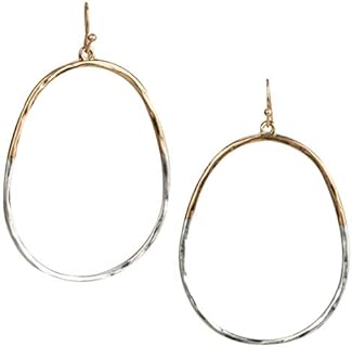 Oval Hoop 2 toned Earrings for Women