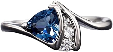 Exquisite Trillion Cut Blue Cubic Zirconia Ring in 925 Sterling Silver Plate, Bypass Engagement Band for Women, Classy Design & Perfect Gift