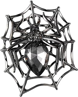 Gothic Spider Black Crystal Brooch Pin - Elegant Halloween Costume Jewelry