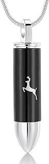 Deer Bullet Cremation Urn Necklace for Ashes Stainless Steel Memorial Cremation Jewelry for Loved One's Ashes Pendant