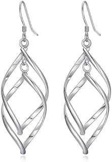 Women's Sterling Silver Cross Dangle Earrings with French Wire Back Finding, No Gemstone, 18K White Gold Plated