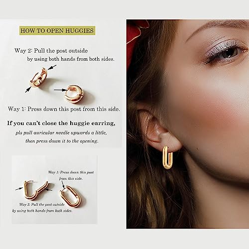 9 Pairs Gold Chunky Hoop Earrings Set for Women, 14K Gold Plated Twisted Huggie Hoop Earring Hypoallergenic, Lightweight Thick Open Hoops Earrings Jewelry Gifts.