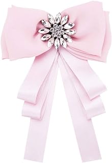 Chic Rhinestone Bow Brooch with Durable Pin Back for Women, Unique Bowknot Design, Alloy and Fabric