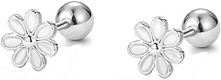 20g Daisy Flower Minimalist Real 925 Sterling Silver Tiny Mini Cute Small Cartilage Stud Earrings for Women Teen Girls Sensitive Ear Dainty Simple Piercing Post Screw Back Barbell Ear Helix Tragus