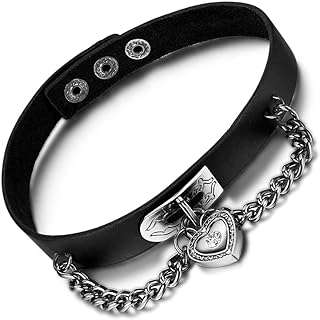 Snap Clasp Heart Lock Link Gothic Choker Necklace in Alloy Steel for Men & Women - Punk Fashion Accessory