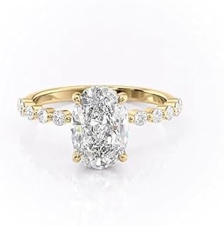 Enduring Elegance: Sterling Silver Oval-cut Moissanite Engagement Ring, Solid Gold Options (10K/14K/18K), Customizable Size (4-12) for Women