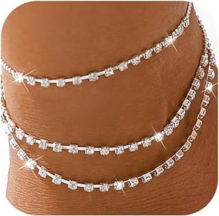 Affordable Silver Anklets with Lobster Claw Clasp and Link Chain Design, Adorned with Cubic Zirconia for Women - Elegant & Dainty Style