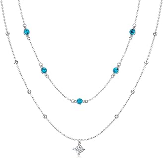Western Turquoise Beaded Necklace with 1CT Moissanite Pendant for Women, 925 Sterling Silver Design