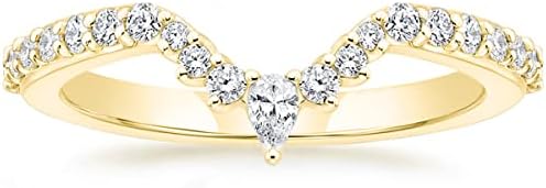Mameloly Wedding Bands for Women Pear & Round Shaped Stackable Cubic Zirconia Half Eternity CZ Curved Engagement Rings for Her Size 4-12