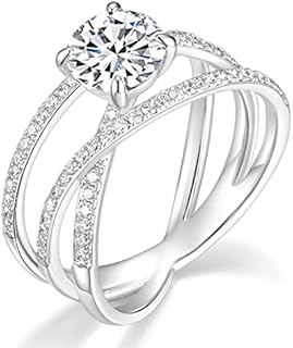 TIGRADE 2CT Criss Cross Promise Ring for Women Cubic Zirconia Engagement Ring CZ Statement Wedding Band Size 3-12