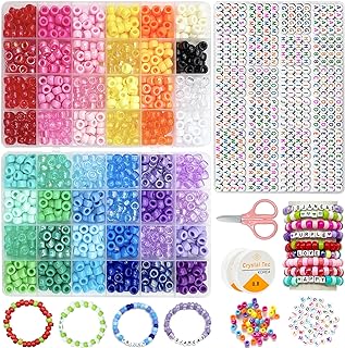 JOJANEAS Rainbow Kandi Bead Bracelet Kit in Vibrant Crystal with Multicolor Design for Kids, All Seasons