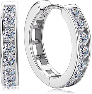 Hinged Hoop 18K Gold Plated Moissanite Earrings for Men and Women in Classic Round Design