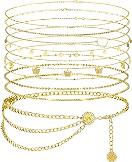 Swiss Crafted Gold Waist Body Chain Set with Adjustable Clasps for Women, Featuring Diverse Heart and Butterfly Designs - Ideal for Beach Parties and Special Occasions