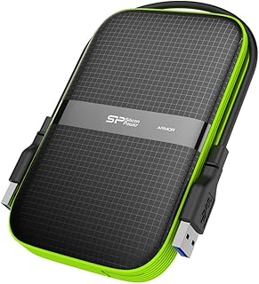 Silicon Power Armor Disco Duro Externo 4TB con Conexión USB 3.0 y Ethernet, 2.5, Resistente a Golpes y Agua, Ideal para Consolas de Juego, Diseño Negro y Verde