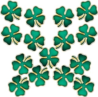 15 pieces St. Patrick's Day Enamel Lapel Pin Green Four Leaf Clover Lapel Pin Irish Four Leaf Clover Enamel Pin Lucky Ireland Heritage Women's Brooches Gifts Accessories