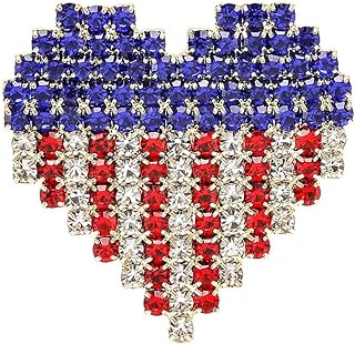 Patriotic USA Independence Brooch for Women Men Crystal Cubic Zirconia Boutonniere Accessories Lapel Pin American Flag Brooches Display Memorial Veterans Day The Day of July 4th holiday Festival Party Gift