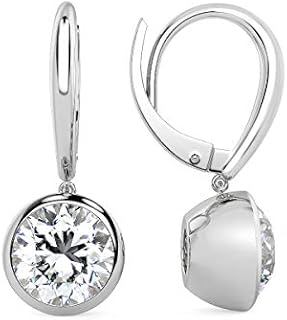 1/2 to 1 Carat Round Lab Grown Diamond Dangle Drop Earrings for Women I 14k Gold Earrings (G-H, VS1-VS2, 0.50 cttw) Bezel Set Brilliant Cut Diamond Earrings Leverback Earrings by Carbon Atelier