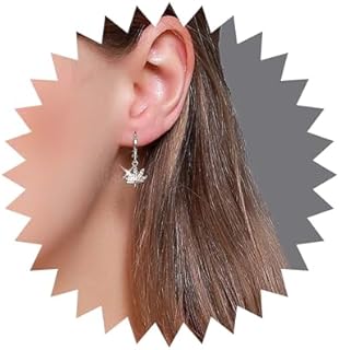 Lever-back Gold Weed Wedding Ring Earrings - Crystal Maple Leaf Design for Women and Girls