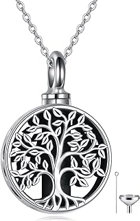 Tree of Life Sterling Silver Ashes Bracelet Charm for Her with O Necklace Chain Design – Women's Cremation Jewelry