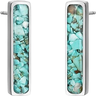 Lauren-Spencer Gemstone Bar Stud Earrings for Women Dainty Small Turquoise Malachite Sodalite Earrings Natural Healing Crystal Stone Bar Earrings Studs for Women Girls Jewelry Gift