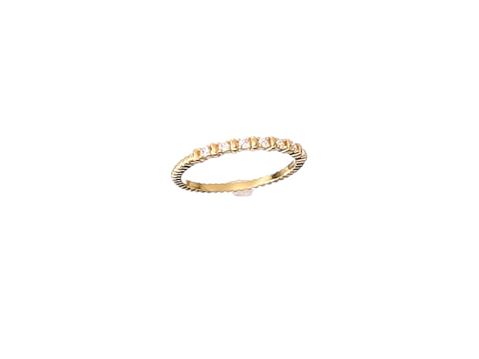 Scallop-Edge Band Cubic Zirconia Demi Fine Stacking Ring in Sterling Silver