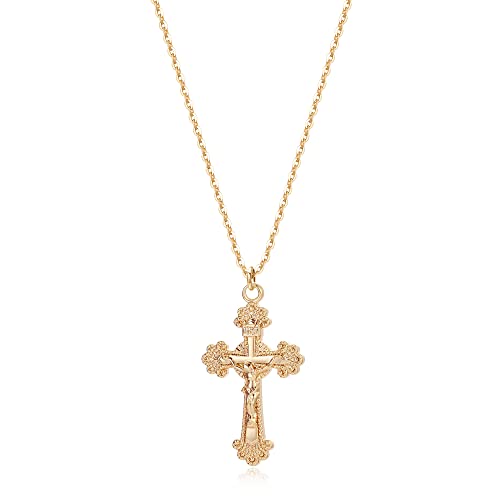 Cross Necklace Faith Pendant 14K Plated Dainty Chain Minimalist Simple Tiny God Lords Prayer Religious Jewelry Gift