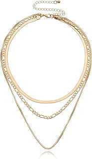 Punk Layered Flat Snake Bone Choker Necklace Set Multilayer Herringbone Paperclip Link Chain Stacking Collar Necklace for Women Girl Teen Retro Jewelry Birthday Gift