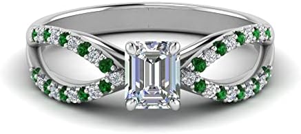Choose Your Gemstone 1 Carat Reverse Split Shank Ring sterling silver Emerald Shape Side Stone Engagement Rings Matching Jewelry Wedding Jewelry Easy to Wear Gifts US Size 4 to 12