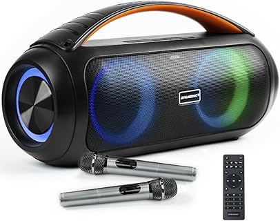 DYNASONIC D93 Altavoz Bluetooth Portátil IPX5 Impermeable con Sonido Estéreo Envolvente, Luces LED, y Gran Batería. Ideal para Fiestas y Eventos al Aire Libre