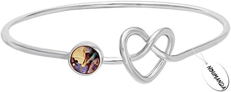 Abalone Shell Love Heart Bangle Bracelet Charm Jewelry for Women