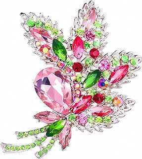 Large women's elegant austrian color crystal rhinestone leaf bouquet brooch pins for women fashion brooches pins