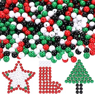WILLBOND Bead Collection for Women - Red, Black, Green and Porcelain White Round Acrylic Beads - Perfect for DIY Jewelry and Party Decorations