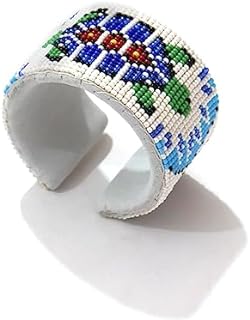Beaded Cuff Bracelet native style seed beads Adjustable cuff bracelet (Handmade)