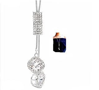 Cathercing Flower Rhinestone Pendant Long Necklace for Women Sweater Chain Statement Necklace Choker Adjustable Elegant Jewelry Accessories Dressy Collocation Winter Evening Party Wedding