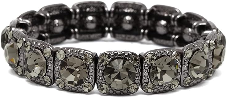 Black Diamond Crystal Bracelet with Box Chain and No Clasp, Ideal for Weddings and Proms, Perfect Bridesmaid's Gift