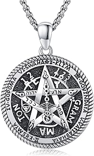 Box Chain Sterling Silver Tetragrammaton Necklace - Hypoallergenic Egyptian Beaded Amulet for Men and Women - Pagan Wiccan Energy Pendant Design - Unique Spiritual Jewelry Gift