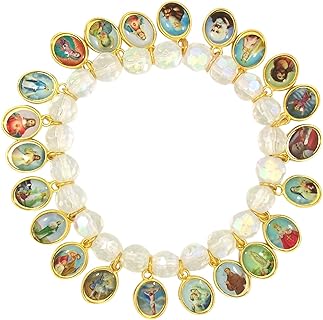 Needzo Devotional Saints Medals Bead Bracelet, 7 Inch