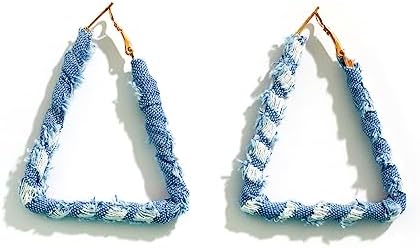 Denim Large Hoop Earrings Cool Jeans Punk Earrings Dennim Geometric Heart Shape Triangle Circle Earrings