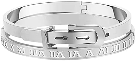 Gold Silver Plated Bracelets for Men Women Roman Numeral Bangle Bracelet Stainless Steel Personalized Engraved Unisex Gift